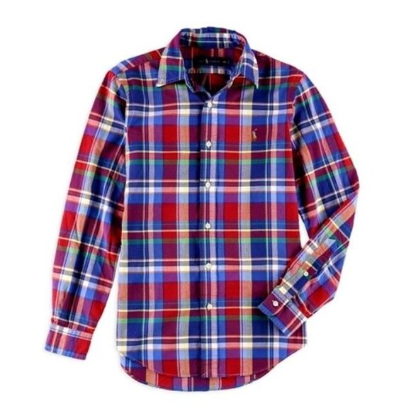 Ralph Lauren Men's Red/Multicolor Plaid Button-Up Long Sleeve Shirt Size XL/TG - Picture 3 of 16